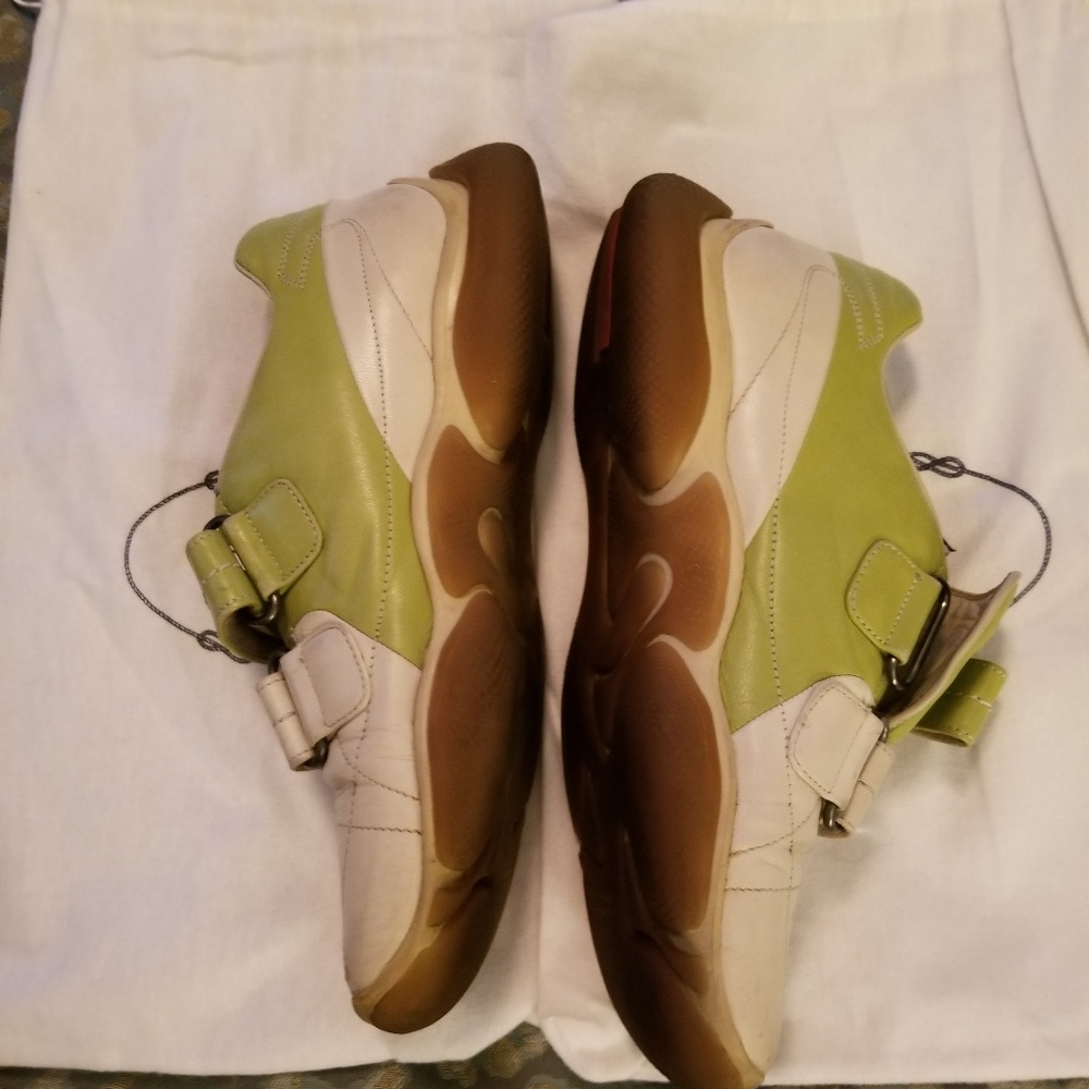 Prada Sneaker w/ Dust Cover. Sz 36.5  lime&creme - Picture 2 of 7